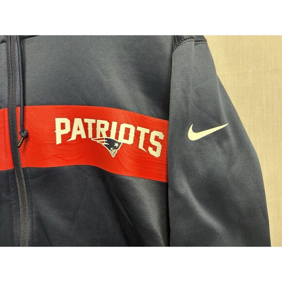 Nike NFL On field Full Zip Hoodie NE Patriots Banner Logo Navy Blue Mens Large - Picture 2 of 7